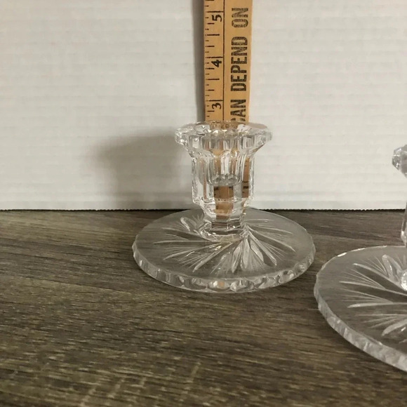 Vtg Pinwheel Glass Candlestick Holders - Picture 12 of 13